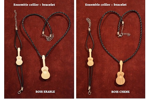 Ensemble bracelet + collier "Guitare creuse"